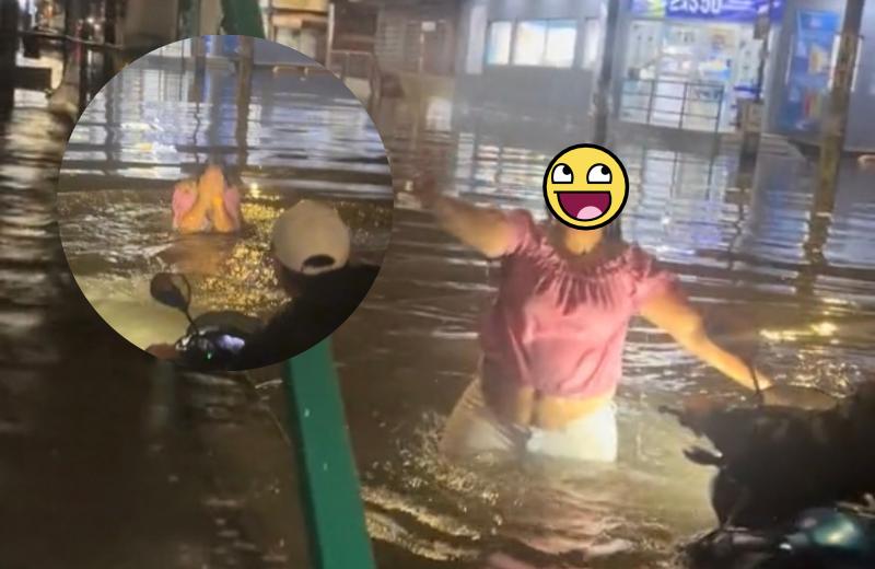 ¡Jarochoooosss! Aprovecha Inundación Post-Carnaval para Nadar (+Video)