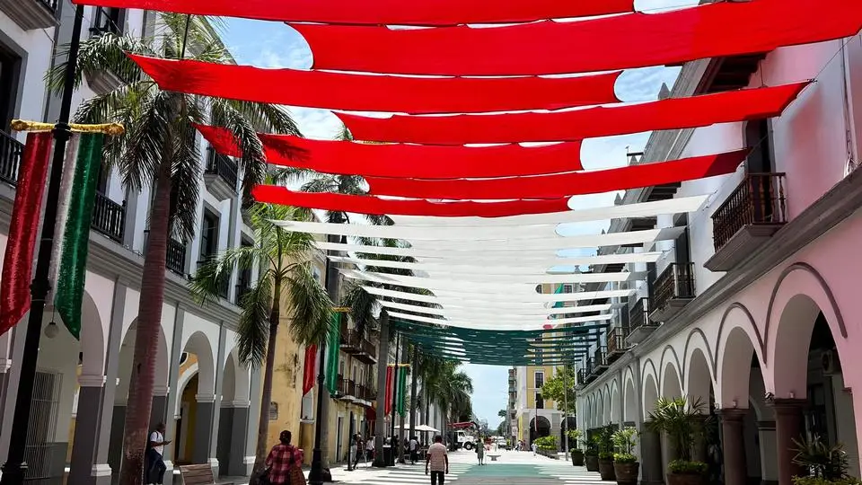 Ponen Tapete Gigante Mexicano en el zócalo de Veracruz(+video)