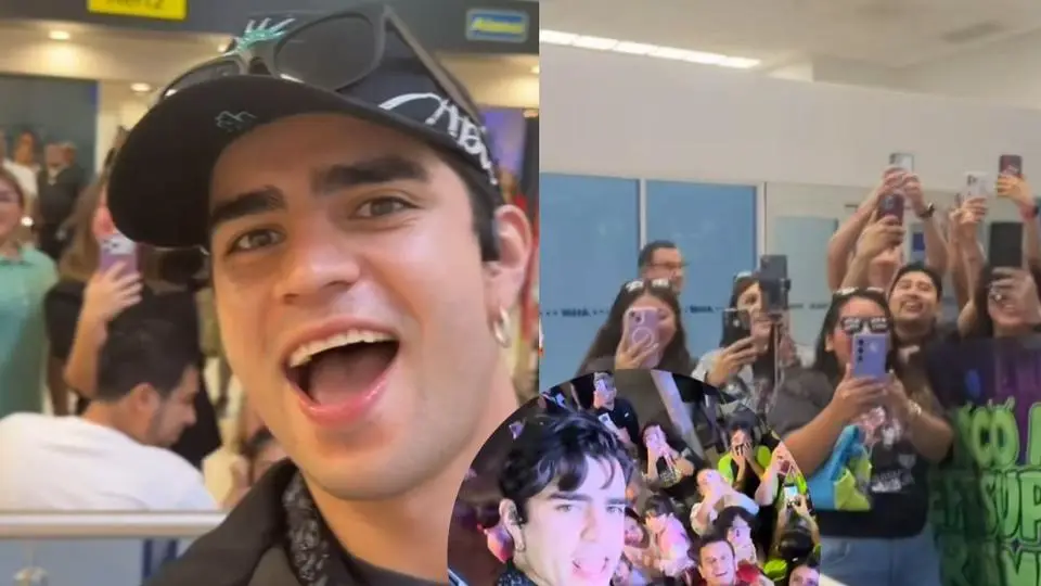 El Aeropuerto de Veracruz se llenó para recibir a Aarón Mercury; y se tomó una foto junto a nuestro locutor Fallo castillo